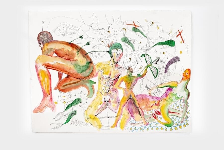Karim Boumjimar watercolour drawing of hybrid figures