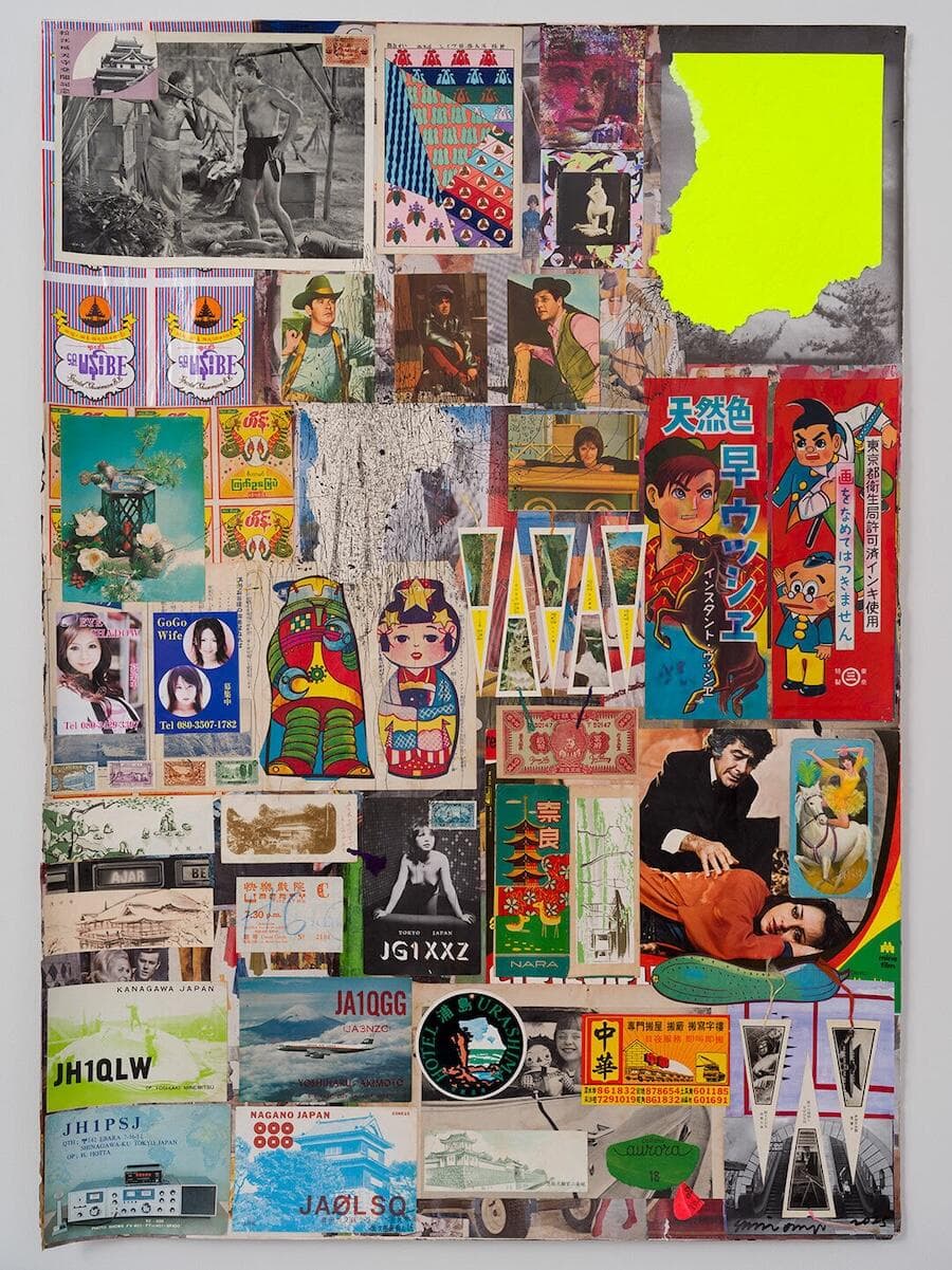 Shinro Ohtake, Retina/Yellow RAM 2, a dense collage with a yellow section